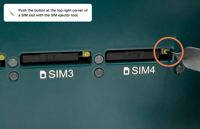 SIM tray pulled out of the robot