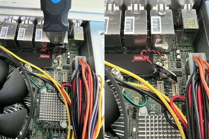 A flat screwdriver slid under the battery to free it from its glue, and the battery once out